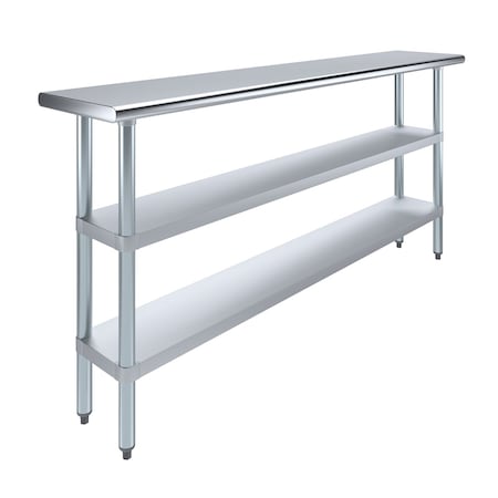 Amgood 14 in. x 72 in. Stainless Steel Table With Two Undershelves AMG WT-1472-2SH